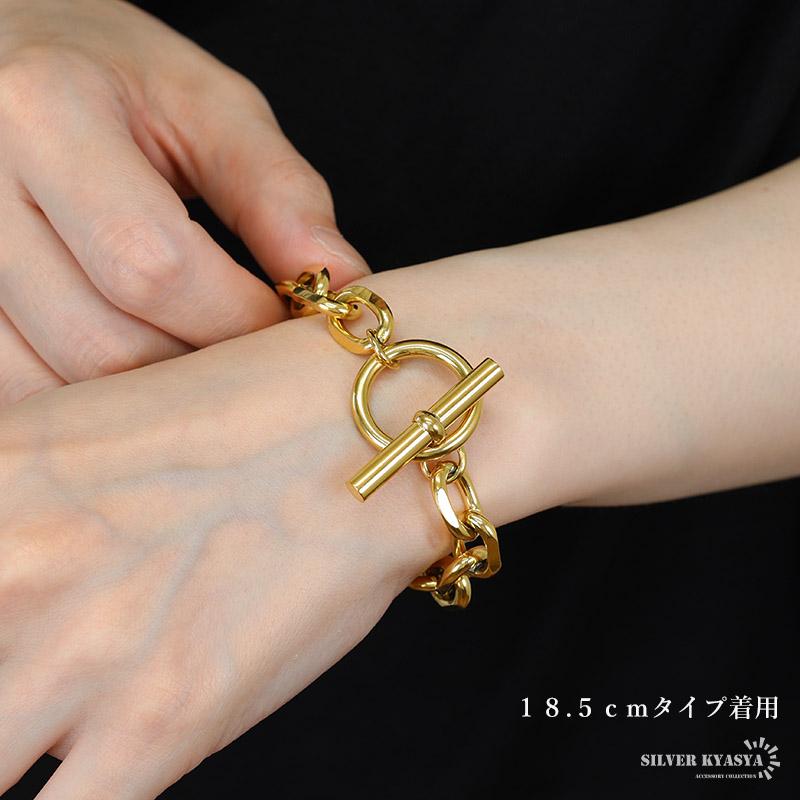 ステンレス マンテルブレスレット ごつめ 小豆 チェーンブレスレット