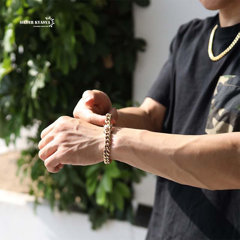 316L ゴールド チェーンブレスレット 18KGP ブレスレット 喜平