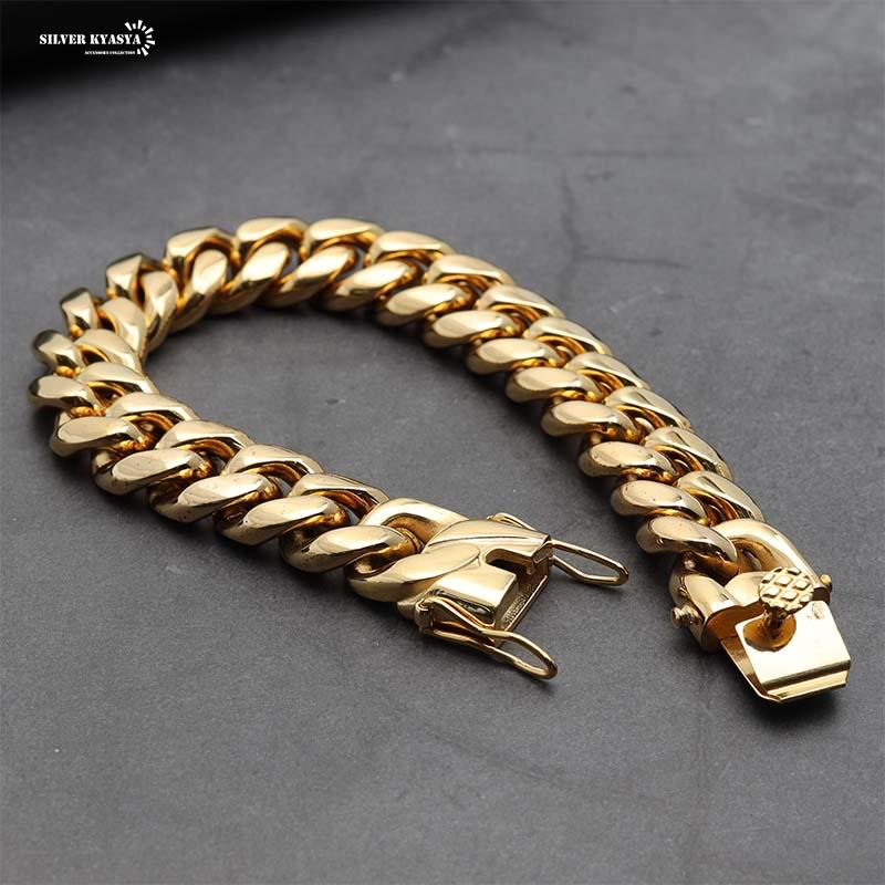 幅16mm 極太 チェーンブレスレット 18KGP 喜平チェーン