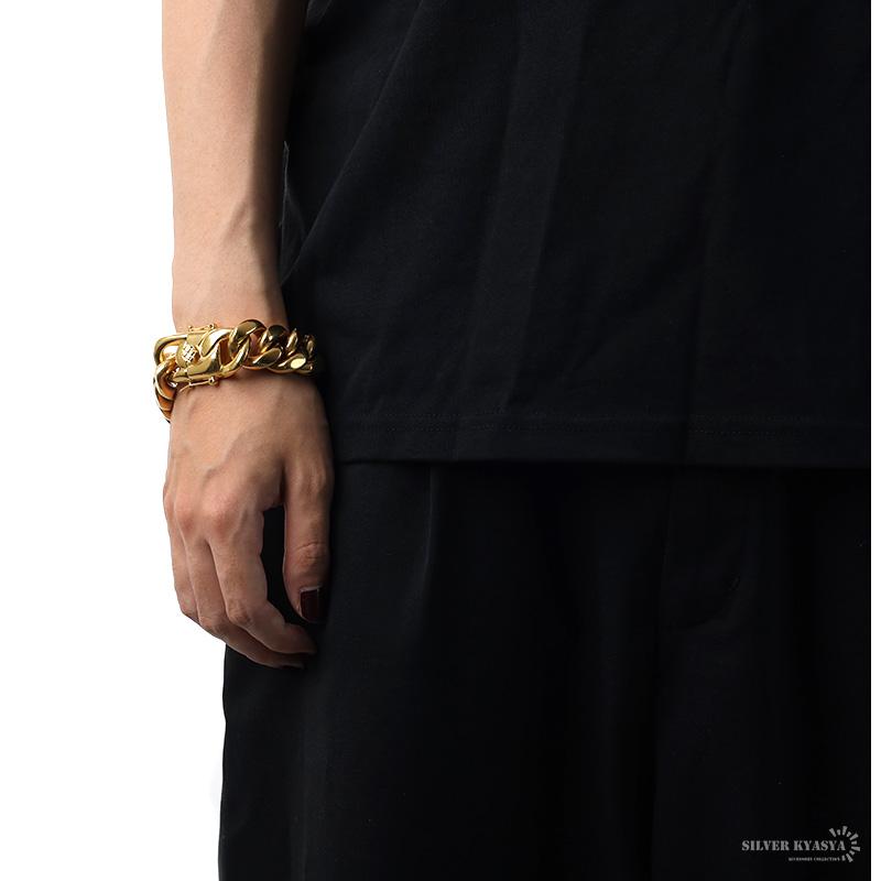 幅22mm ステンレス 喜平チェーンブレスレット 18k GP gold ゴールド