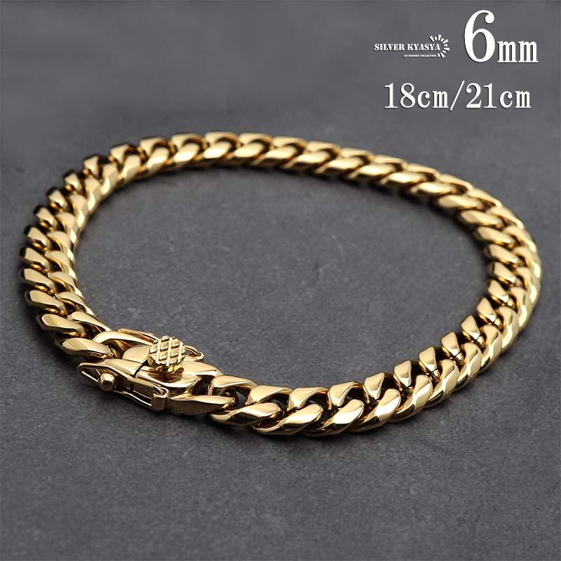 316L 細め チェーンブレスレット 18k gp 18金 ブレスレット 喜平