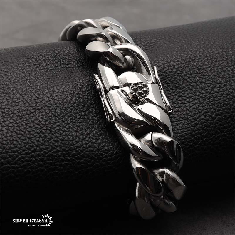 316L 幅18mm 極太 メンズ ブレスレット シルバー 喜平チェーン B 316L 幅18mm 極太 メンズ ブレスレット シルバー 喜平チェーン B