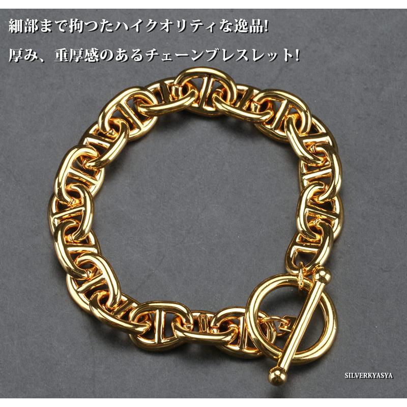 太幅 チェーンブレスレット メンズ レディース マンテル ゴールド 金 H