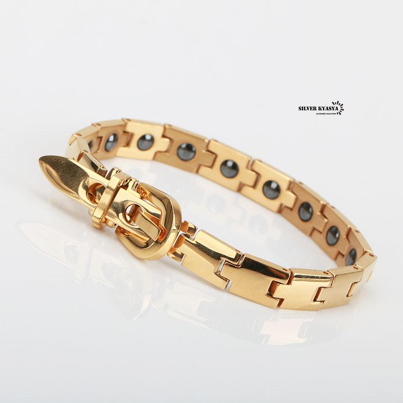 遺品整理 ゴールド ツイスト 馬蹄バングル ブレスレット 18k 磁気ブレスレット メンズ ステンレス ゴールド 金 ブレスレット