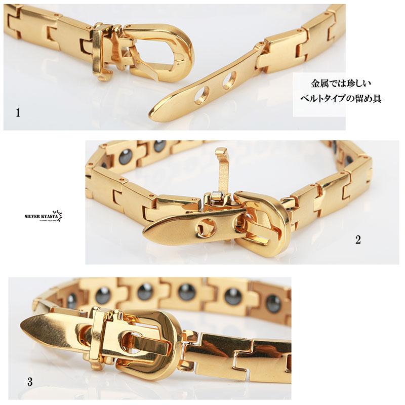 磁気ブレスレット メンズ ステンレス ゴールド 金 ブレスレット ベルト
