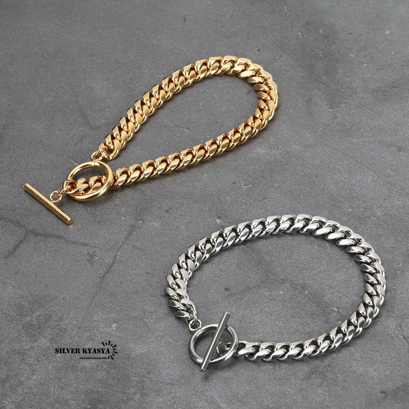 STAINLESS STEEL 幅8mm 喜平ブレスレット マンテル シルバー ゴールド