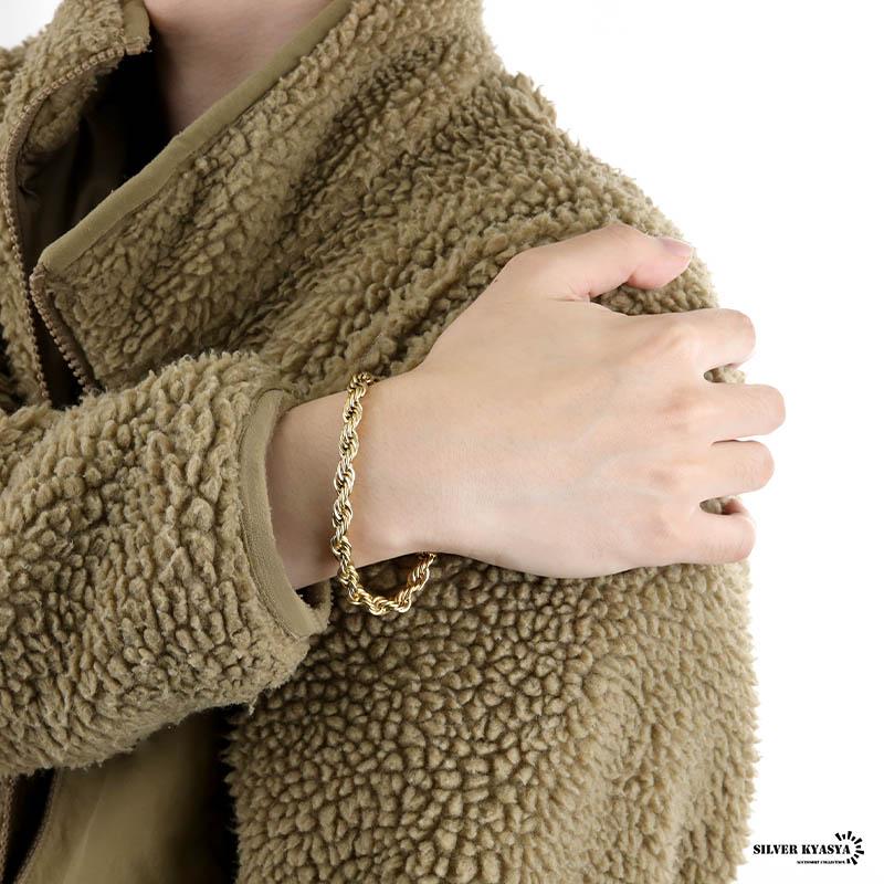 ロープチェーンブレスレット ゴールド 18kg加工 フレンチロープ