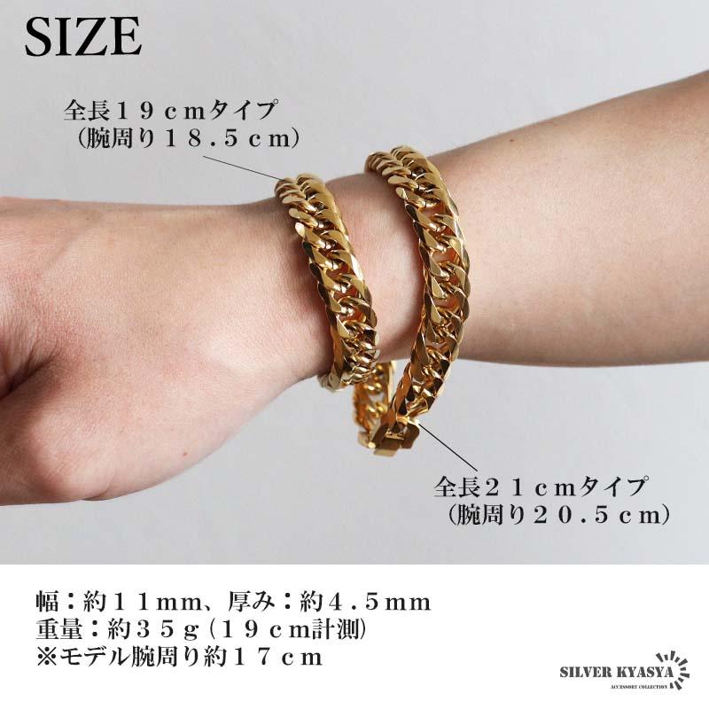 ステンレス ダブル喜平ブレスレット 幅11mm チェーンブレスレット