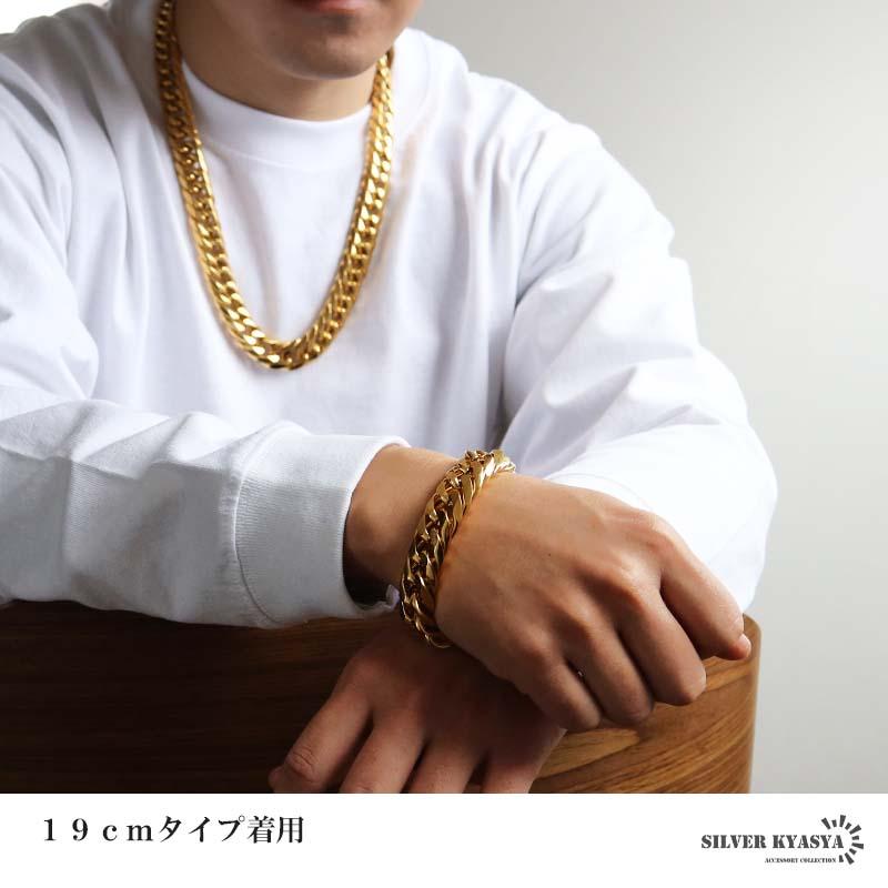 ステンレス ダブル喜平ブレスレット 幅16mm 極太 チェーンブレスレット