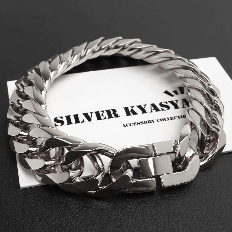 ステンレス ダブル喜平ブレスレット 幅16mm 極太 チェーンブレスレット