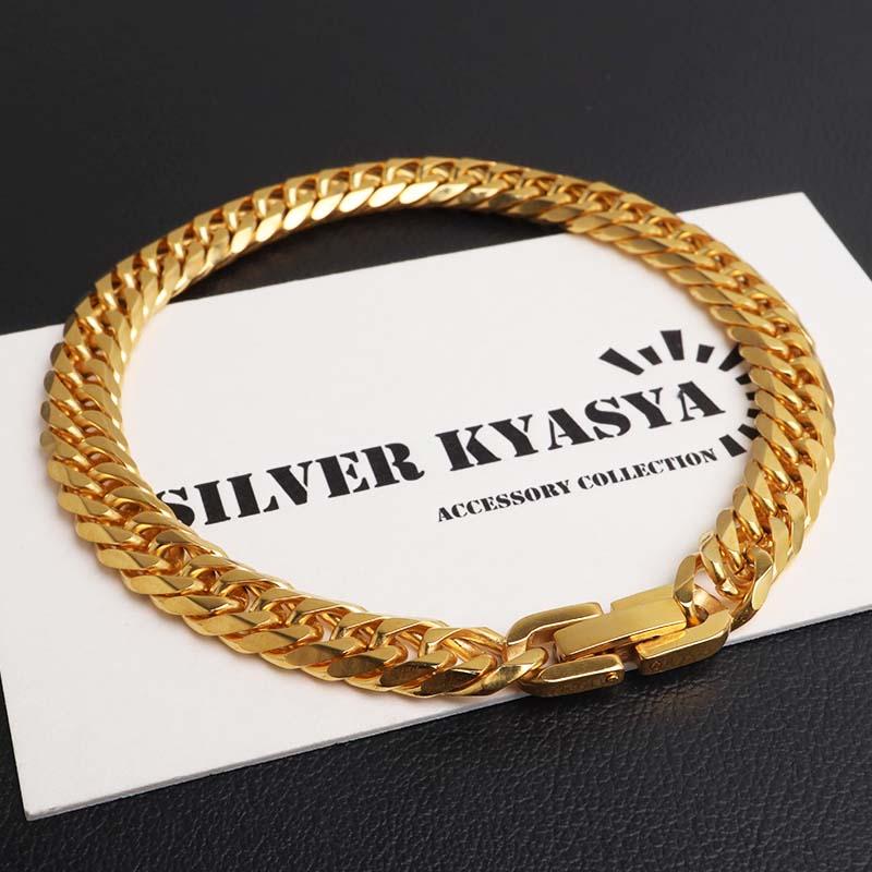 ステンレス ダブル喜平ブレスレット 幅7mm 細身 チェーンブレスレット