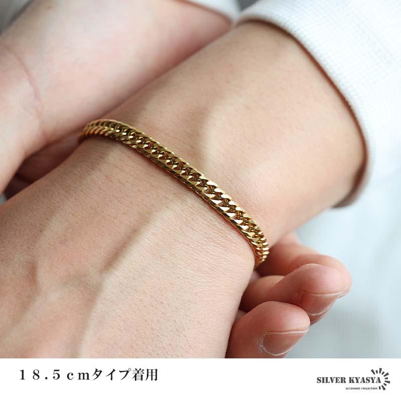ステンレス ダブル喜平ブレスレット 幅6mm 細身 チェーンブレスレット