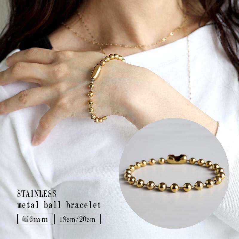 ラージボールブレスレット ゴールド 18k gp gold ステンレス ラージボールブレスレット ゴールド 18k gp gold ステンレス