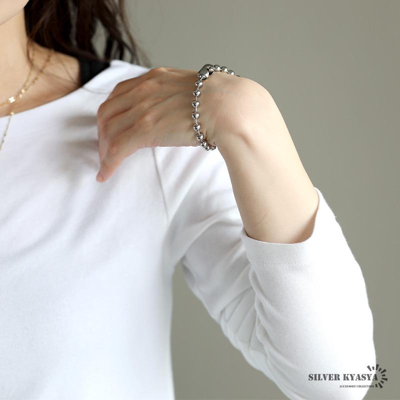 ラージボールブレスレット シルバー silver ステンレス ボールチェーン