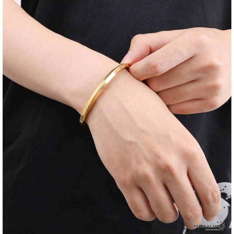 複数買いで最大300円OFFクーポン／ステンレス ツイスト バングル