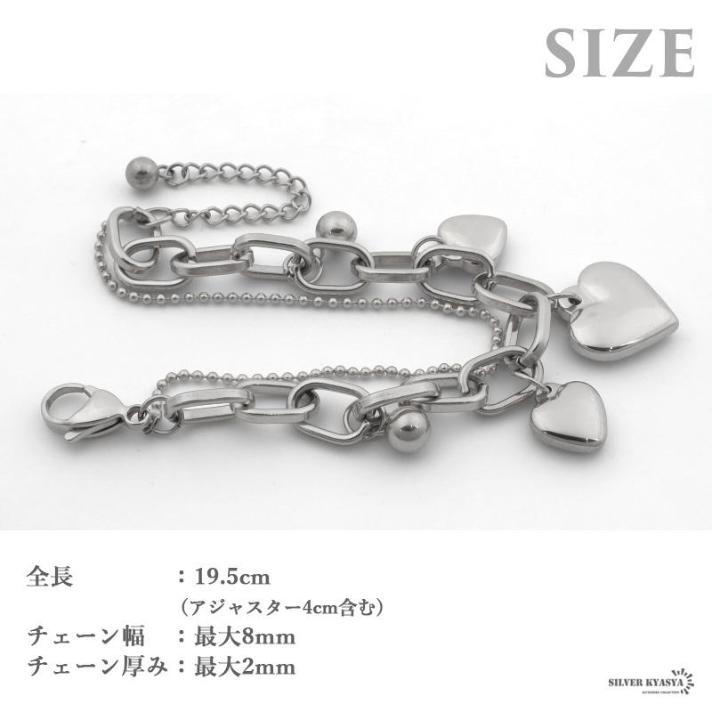 チャームブレスレット ステンレス ゴールド シルバー 2連 重ね付け