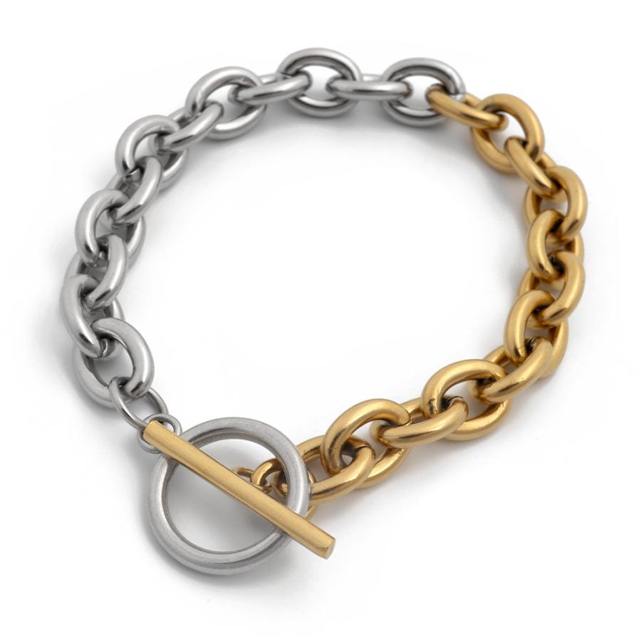 メンズブレスレット あずきチェーン コンビチェーン 幅9mm ステンレス