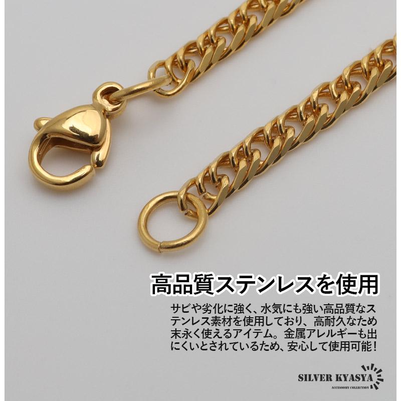 幅3mm ステンレス ダブル喜平チェーンブレスレット 6面カット 18KGP