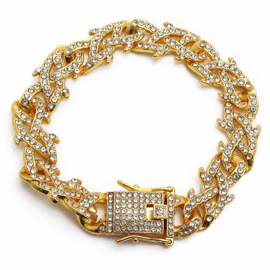 チェーンブレスレット メンズ ヒップホップ ファッション キュービック