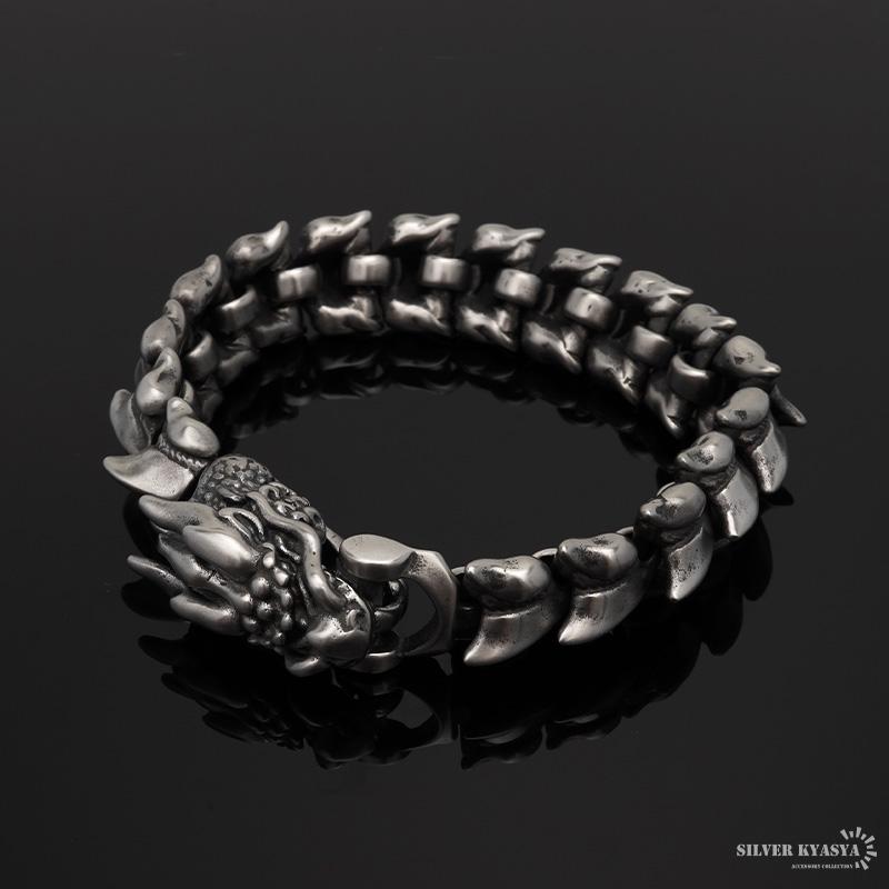 重厚 ブレスレット メンズ ステンレス ドラゴン 龍 竜 燻し 重厚 ブレスレット メンズ ステンレス ドラゴン 龍 竜 燻し