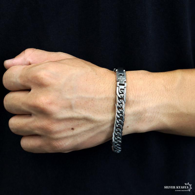 純チタン 6面カット 磁気ブレスレット ダブル喜平チェーンブレスレット