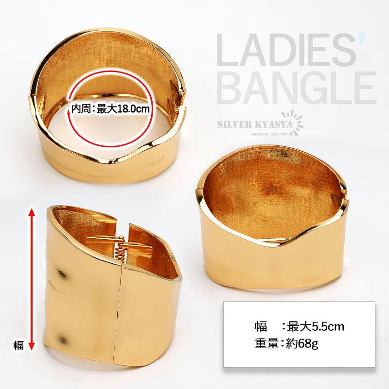 複数買いで最大300円OFFクーポン／バングル レディース 太幅 ワイド 槌 