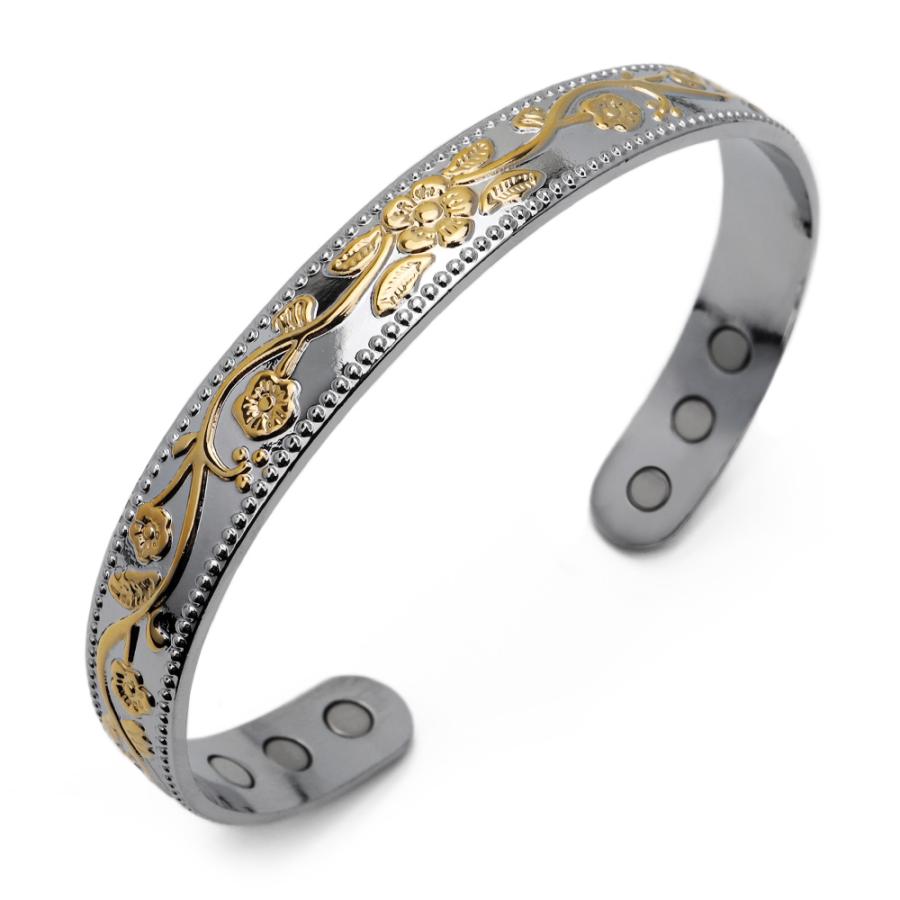 メンズ 磁気バングル ハワイアンバングル 磁石 磁力 フラワー 花