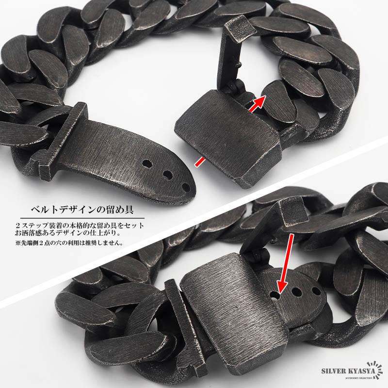 ＼2個で10％OFF 3個で20％OFFクーポン／幅27mm 重厚 喜平チェーンブレスレット つや消し 燻し風 喜平 ブレスレット ごつめ ステンレス 316L 金アレ対応 爆買の画像