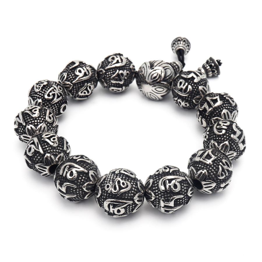 複数買いで最大30％OFFクーポン／17mm 数珠ブレスレット メンズ 六字