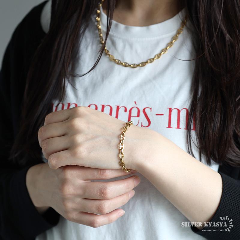 アンカーチェーンブレスレット 幅6mm ゴールド ステンレス K18 アンカーチェーンブレスレット 幅6mm ゴールド ステンレス K18