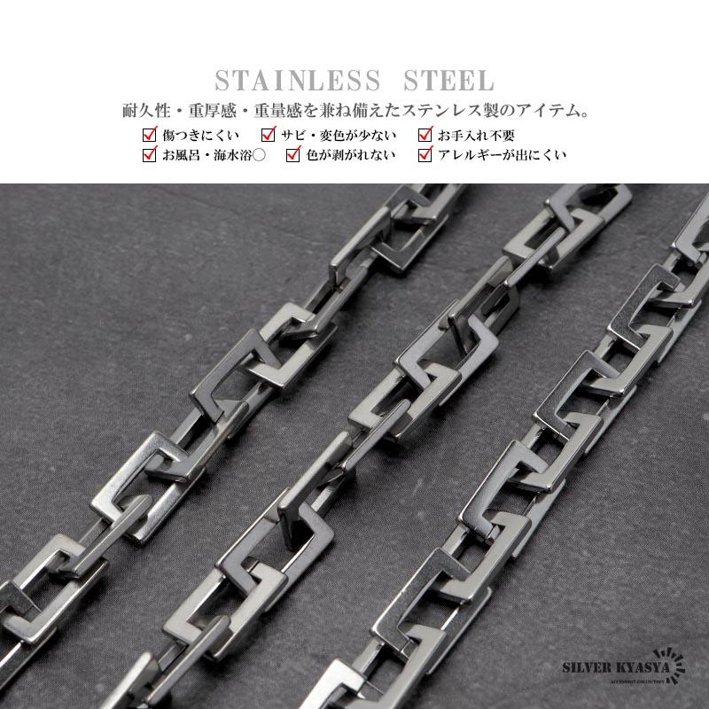 ステンレス リンクチェーンブレスレット メンズ カミソリ シルバー