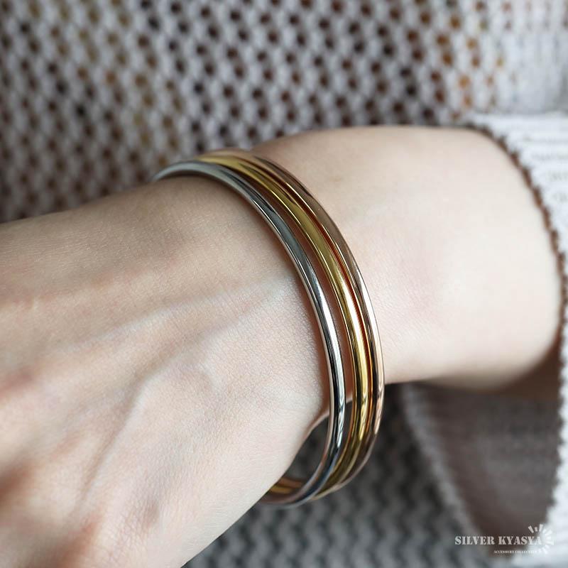 ステンレス シンプルバングル 細めバングル 継ぎ目なし つなぎ目なし