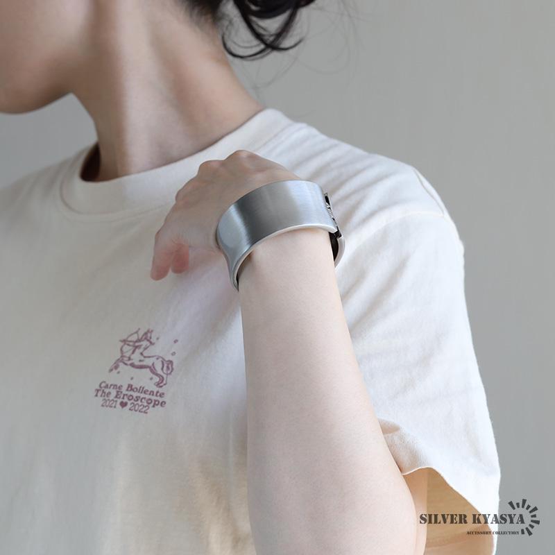 週末セール　lilas 20㎜ワイドバングル　シルバー925 艶消し ワイドバングル シルバー マット 太めバングル 極太バングル