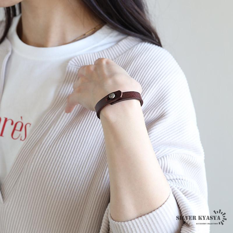複数買いで最大300円OFFクーポン／シンプルな本革ブレスレット 3色 2 