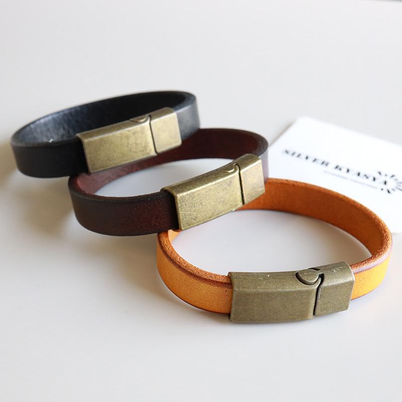 2個で10％OFF 3個で20％OFFクーポン／シンプルな本革ブレスレット 3色