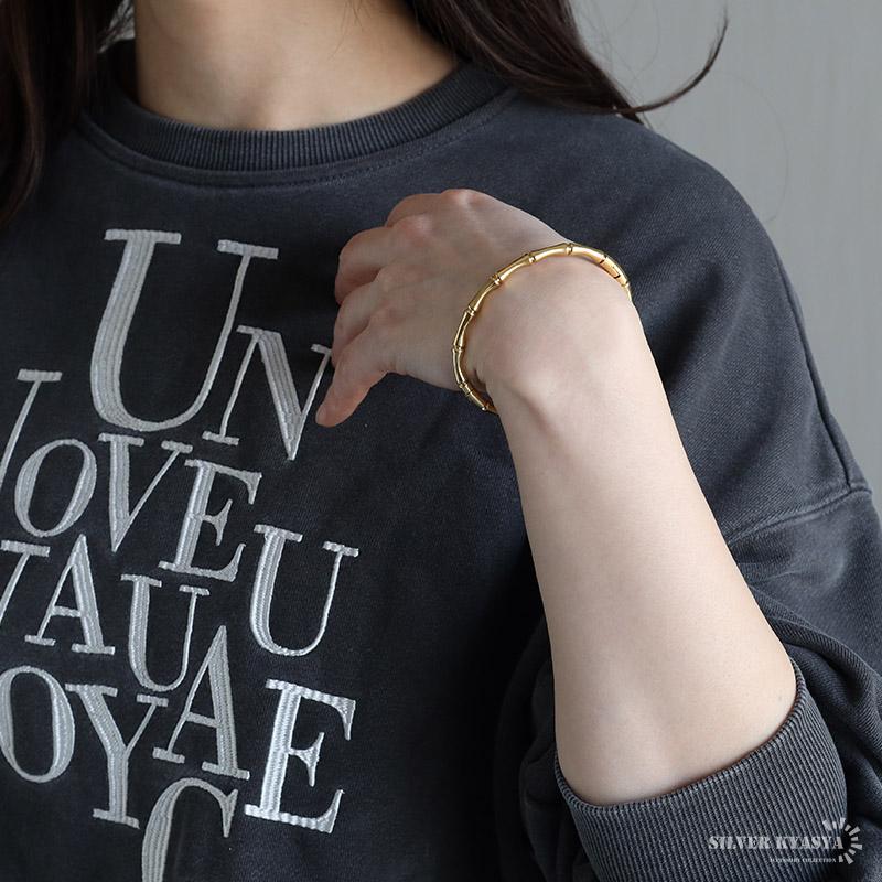 ステンレス 竹節バングル シンプルバングル 18KGP ゴールド ローズ