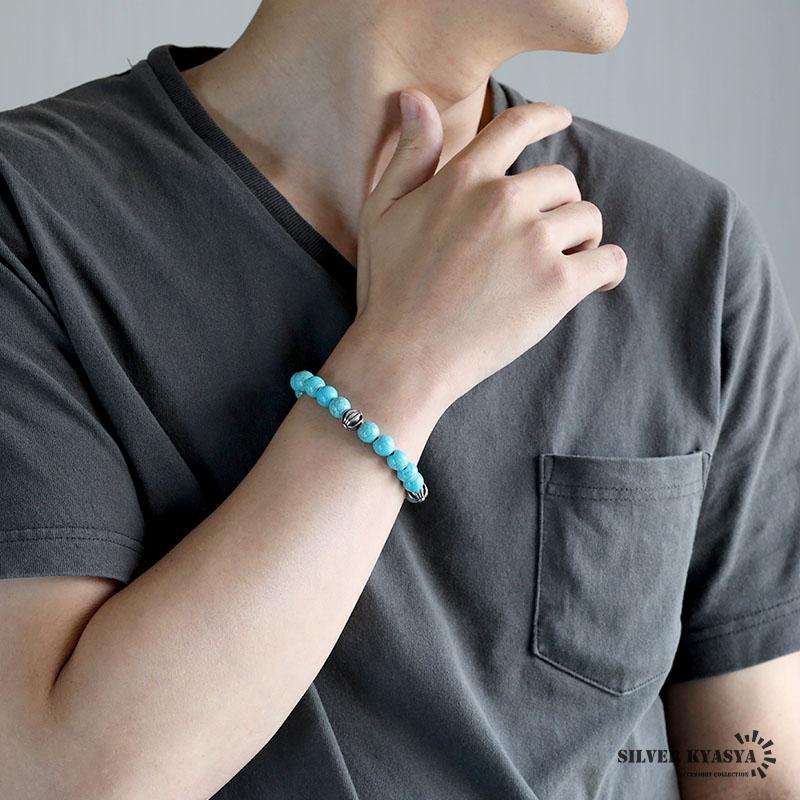 ストーンブレスレット クロスボールブレスレット ターコイズ