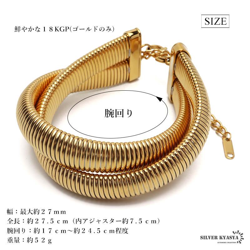 複数買いで最大30％OFFクーポン／ステンレス ワイドブレスレット 二重