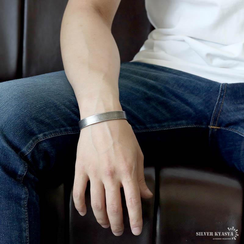 ステンレス マットバングル つや消し シンプルバングル 腕輪 メンズ