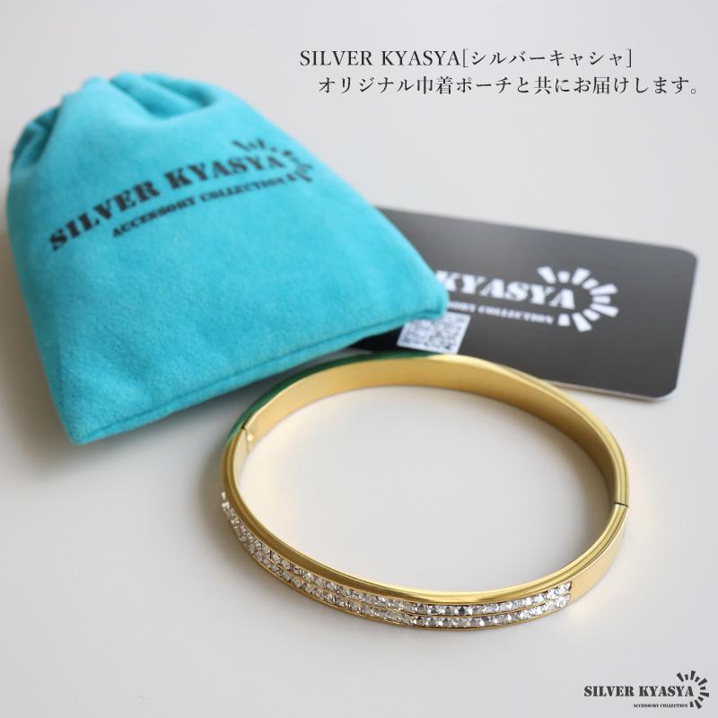 複数買いで最大30％OFFクーポン／ステンレス メタルバングル ストーン