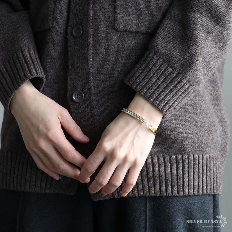複数買いで最大30％OFFクーポン／ステンレス メタルバングル ストーン