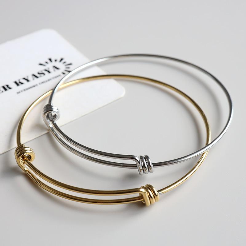 ステンレス 二重バングル ダブルラインバングル 細身バングル ワイヤー