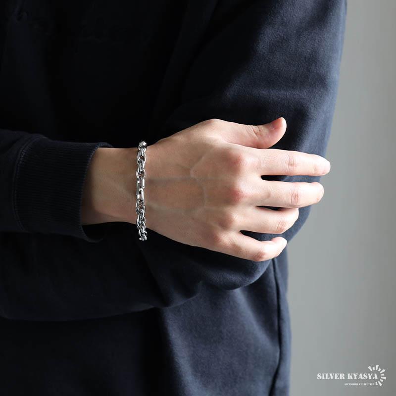 ステンレス ロープチェーンブレスレット 太幅 ツイストチェーン