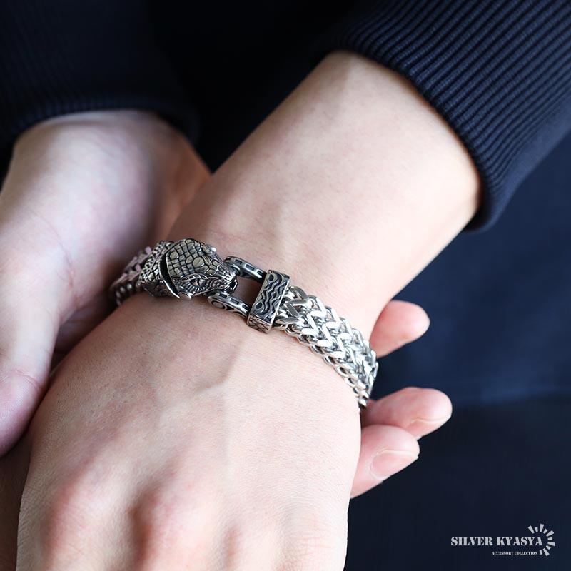ステンレス 蛇ブレスレット ケルト ヴァイキング ごつめ チェーン
