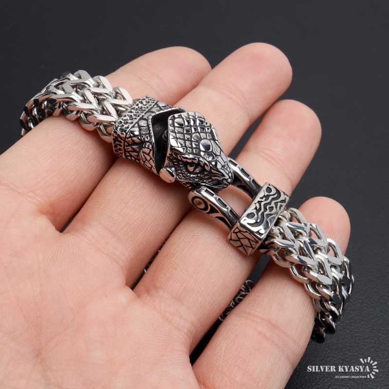 ステンレス 蛇ブレスレット ケルト ヴァイキング ごつめ チェーン