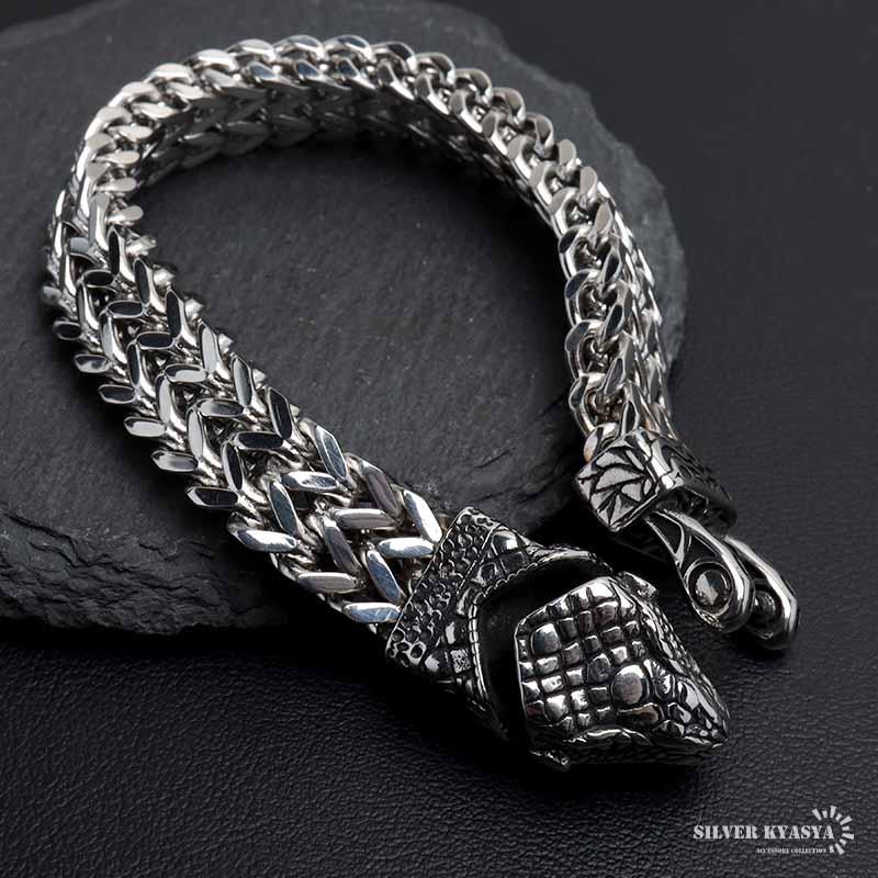 ステンレス 蛇ブレスレット ケルト ヴァイキング ごつめ チェーン