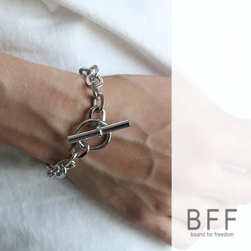 BFF ブランド マンテル チェーンブレスレット 太幅 ワイド シルバー