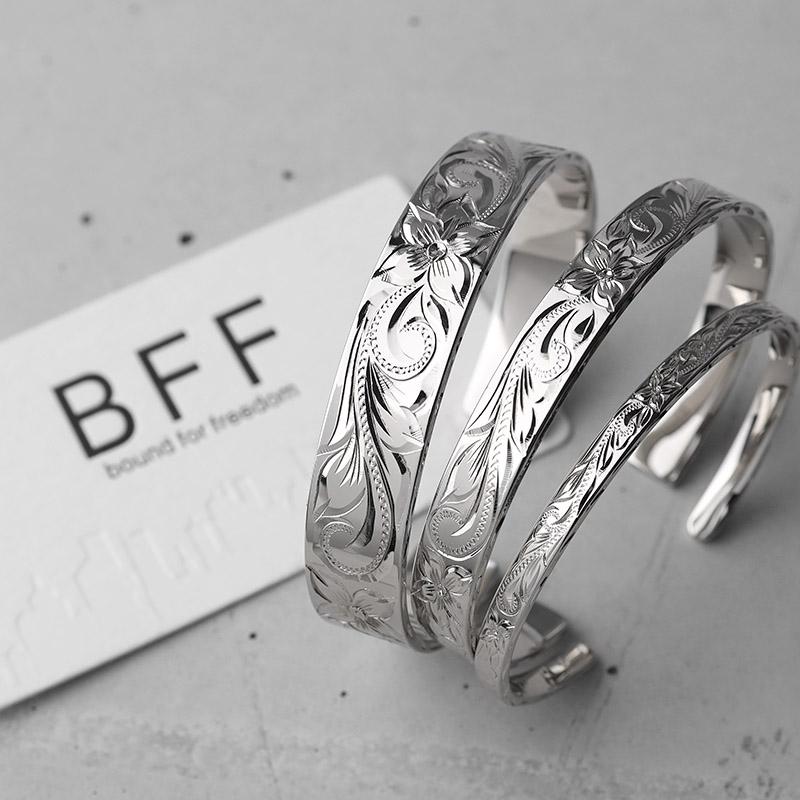 クーポンで10％OFF BFF ブランド ハワイアンバングル 幅8mm シルバー