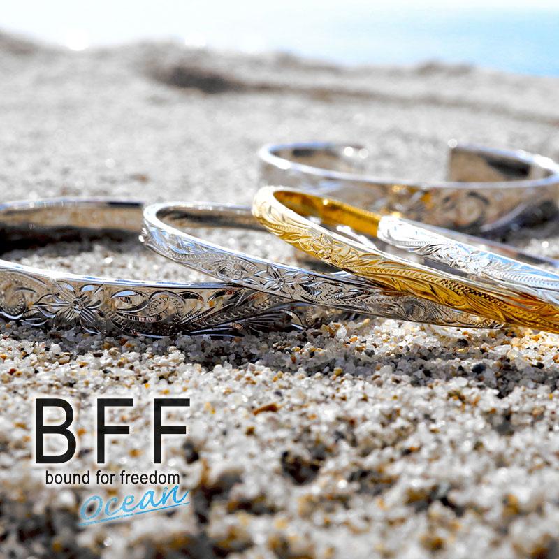 複数買いで最大300円OFFクーポン／BFF ブランド ハワイアンバングル 幅