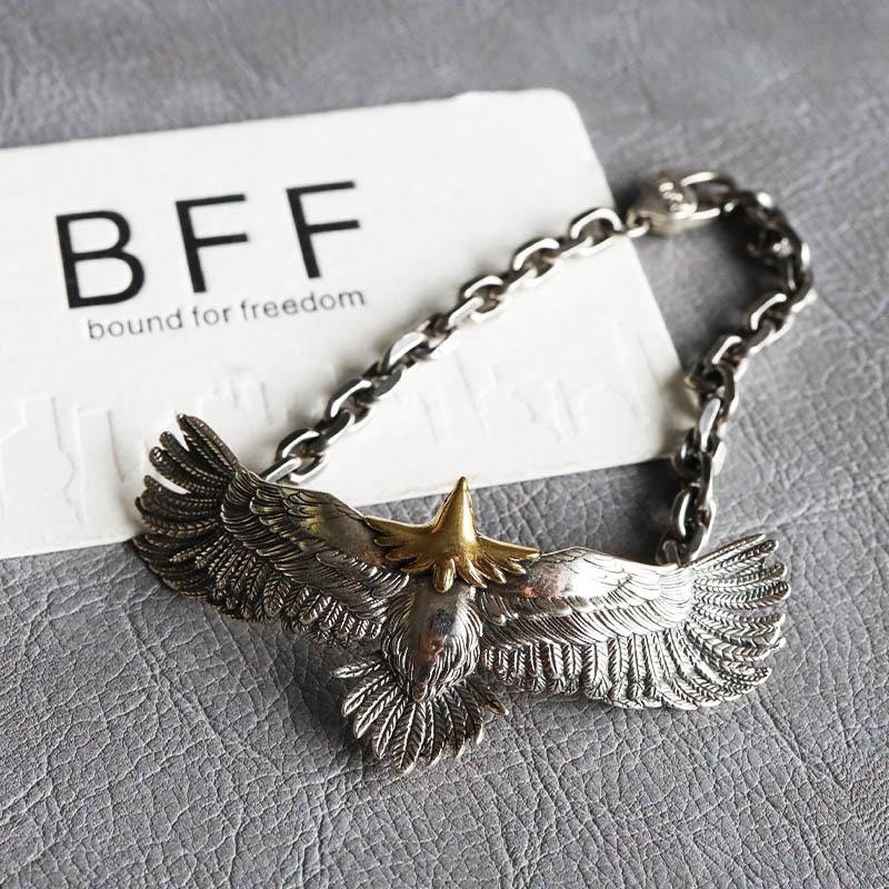 ＼2個で10％OFF 3個で20％OFFクーポン／BFF ブランド イーグルブレスレット シルバー925 チェーンブレスレット メンズイーグル 金属アレルギー対応 専用BOX 爆買の画像